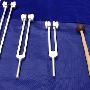 3 pc otto  tuning fork set with mallet activator and pouch for sound healing kit for use meditation relaxation