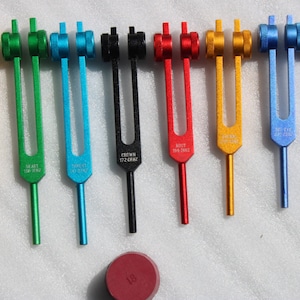 8 pc chakra tuning fork set with mallet activator and pouch for sound healing kit for use meditation tune fork