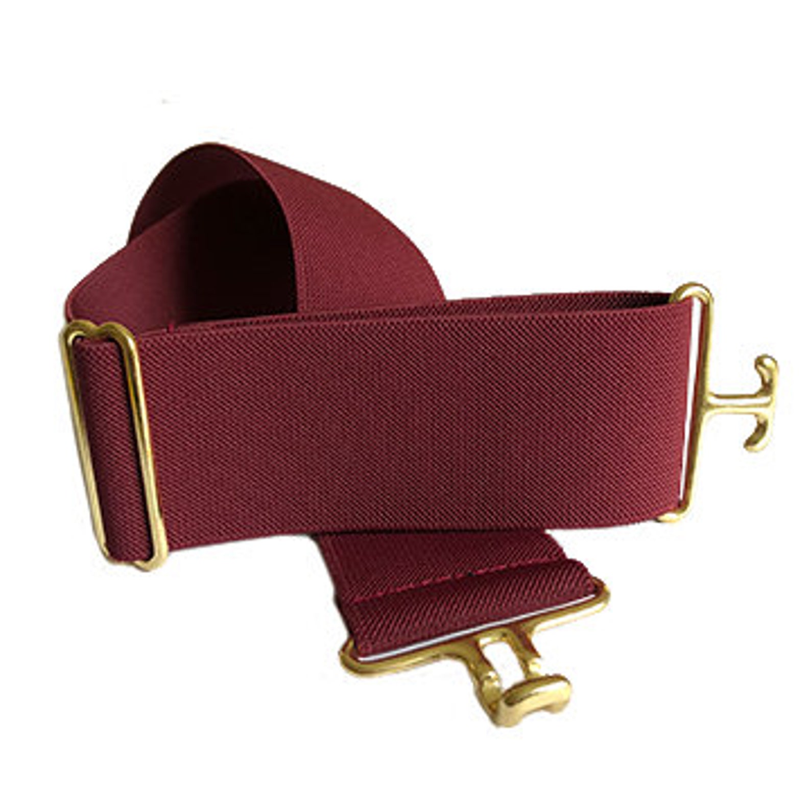 Elastic Surcingle Belt Burgundy Brass Etsy