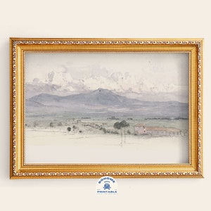 Mountain Painting, Vintage Art, Antique Art, Prints, Landscape Painting, Farmhouse Decor, Lodge Wall Art, Rocky Mountain Poster, Printable