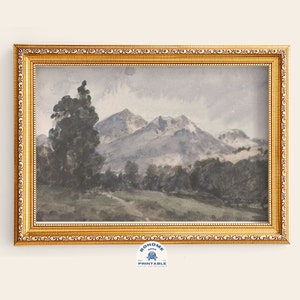 Mountain Painting, Vintage Art, Antique Art, Prints, Landscape Painting, Farmhouse Decor, Lodge Wall Art, Rocky Mountain Poster, Printable