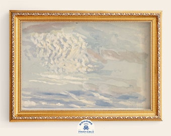 Cloud Painting, Vintage Cloud Painting, Cloud Study, Blue Sky, Watercolor Wall Art, Sky Painting PRint, Digital Download, Printable Art