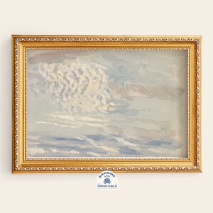 Cloud Painting, Vintage Cloud Painting, Cloud Study, Blue Sky, Watercolor Wall Art, Sky Painting PRint, Digital Download, Printable Art