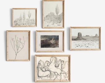 Zuidwestelijke kunst, westerse prints kunst aan de muur, cowboy print, woestijn print, galerij muur prints, boho westerse decor, set van prints