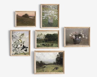 Farmhouse Gallery Wall, Landscape Print Set, Vintage Art Prints, Set of Prints, Vintage Gallery Wall, Printable Gallery Wall Country Art