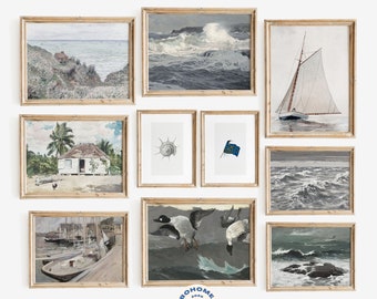 Nautical Print Set, Coastal Farmhouse Wall Decor, Wall Art, Coastal Decor, Coastal Wall Art, Nautical Gallery Wall, Ocean Painting Printable
