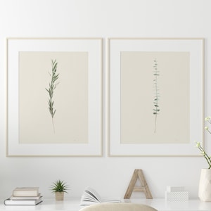 Botanical Wall Art, Modern Farmhouse Wall Decor, Gallery Wall, Set of 2, Set of TWO, Minimalist, Printable Art, Eucalyptus Digital Download image 1