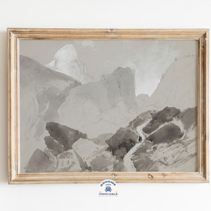 Vintage Art, Fine Art Print, Digital Download, Printable Art, Farmhouse Decor, Mountain Wall Art Prints, Neutral Wall Art Antique Home Decor