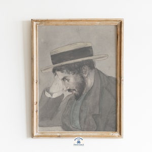 Neutral Prints, Portrait of a Man, Male Portrait, Vintage Painting, Muted Wall Art, Vintage Wall Decor, Neutral Prints, Portrait Painting