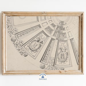 Architecture Prints, Vintage Wall Art, Prints, Printable, Architecture Sketch, Building Sketch, Neutral Tones, Antique Art Prints