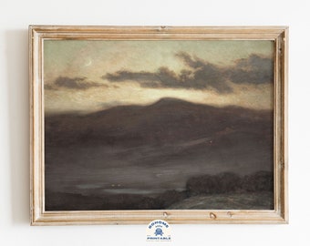 Fall Decor, Vintage Art Prints, Moody Wall Art, Vintage Mountain Wall Art, Antique Art Prints, Sunset in the Mountains, Printable