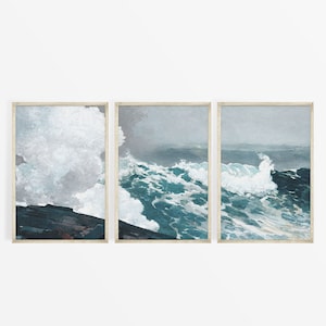 Ocean Painting Set, Gallery Wall Set, Coastal Art Wall, Coastal Painting, Digital Download, Printable, Coastal Farmhouse, Beach House Art