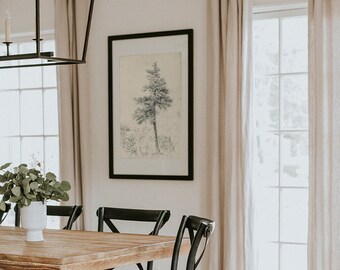 Tree Drawing, Tree Sketch Art Print, Vintage Art Print, Landscape Study Art Print, Tree Wall Art, Wall Decor, Printable, Digital Download