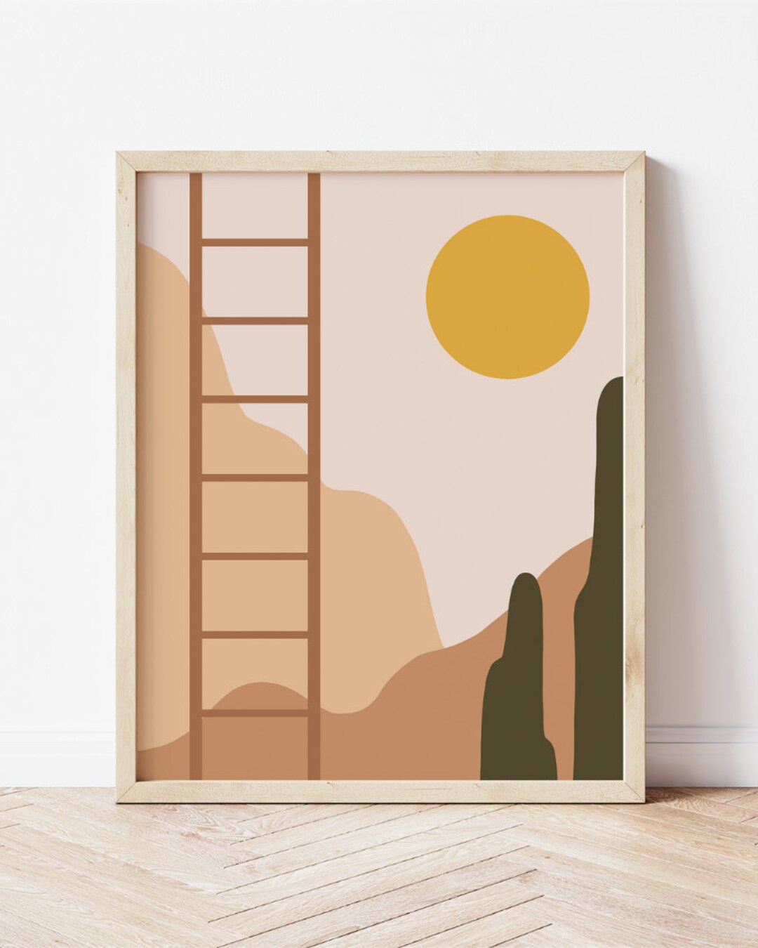 Vitrail Fait Main à Suspendre - Scène Désert Du Sud-Ouest Avec Cactus - 19 Pouces (~48 Cm) - Occasion, USA