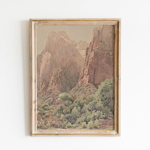 Vintage Art Prints, Mountain Art Prints, Mountain Painting, Watercolor Painting Art Prints, Vintage Mountain Art Prints, Mountain Landscape