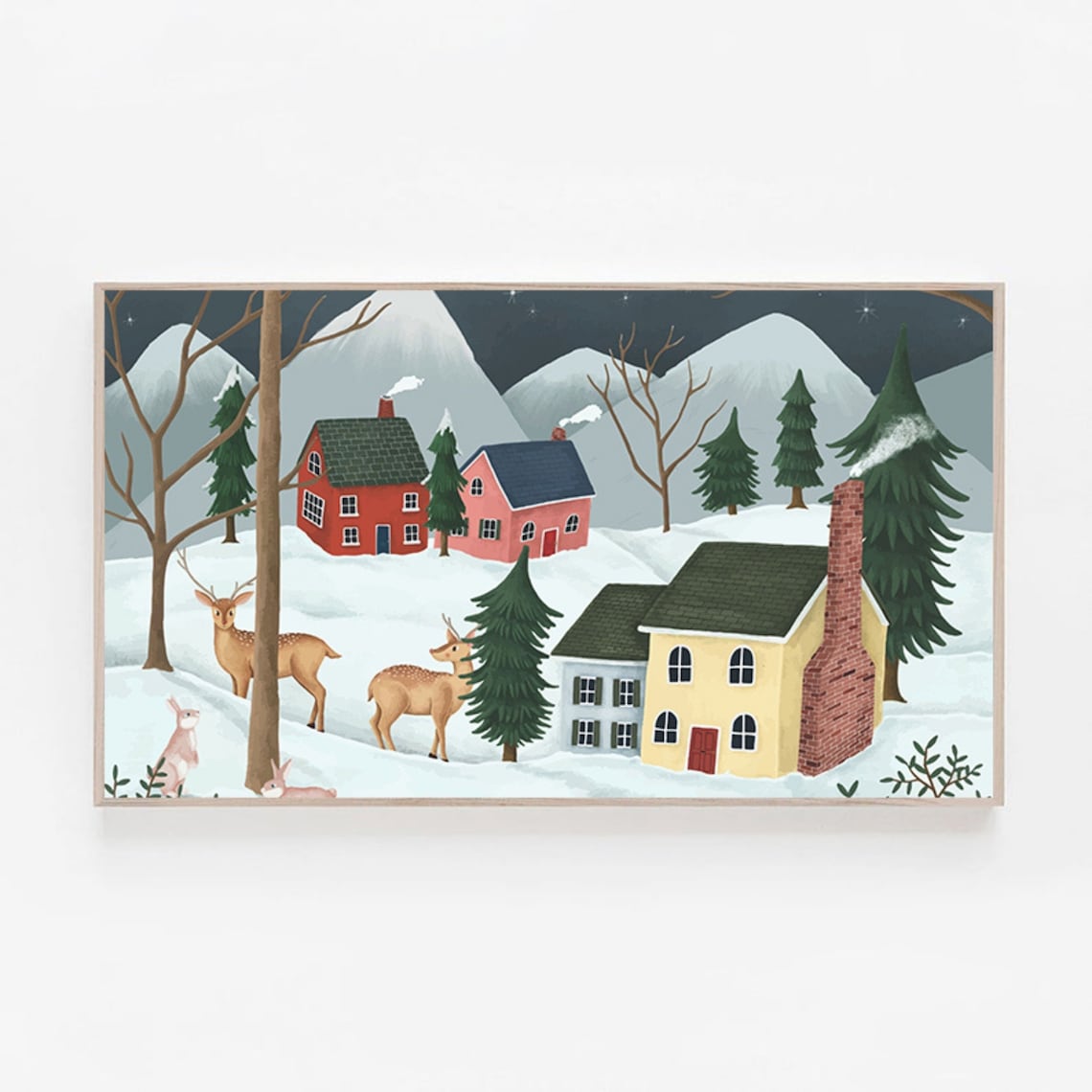Frame TV Christmas Wall Art, Samsung Frame TV Art, Winter Art for
