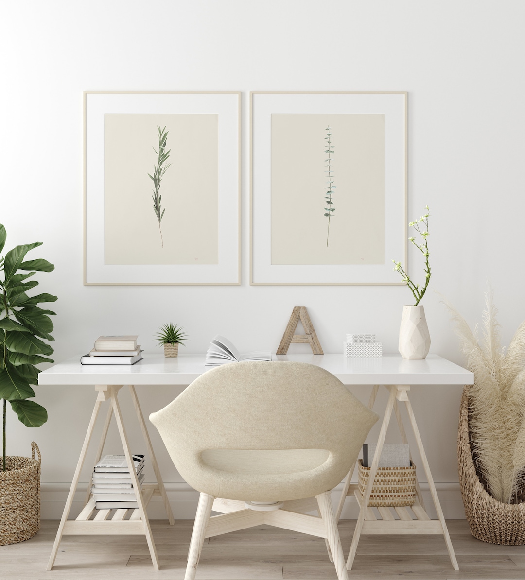 Botanical Wall Art, Modern Farmhouse Wall Decor, Gallery Wall, Set of 2, Set of TWO, Minimalist, Printable Art, Eucalyptus Digital Download