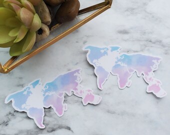 Watercolor World Map | Vinyl Glossy Sticker |