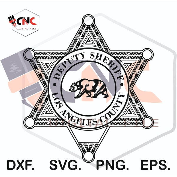 Los Angeles dupty sheriff's badge customize editable  vector file svg and dxf
