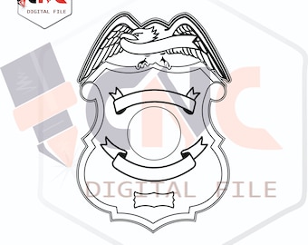 Police badge blank file editable customize vector 2d svg and dxf