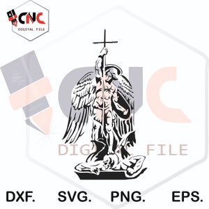 Archangel Michael kill Satan or devil vector 2d dxf and svg