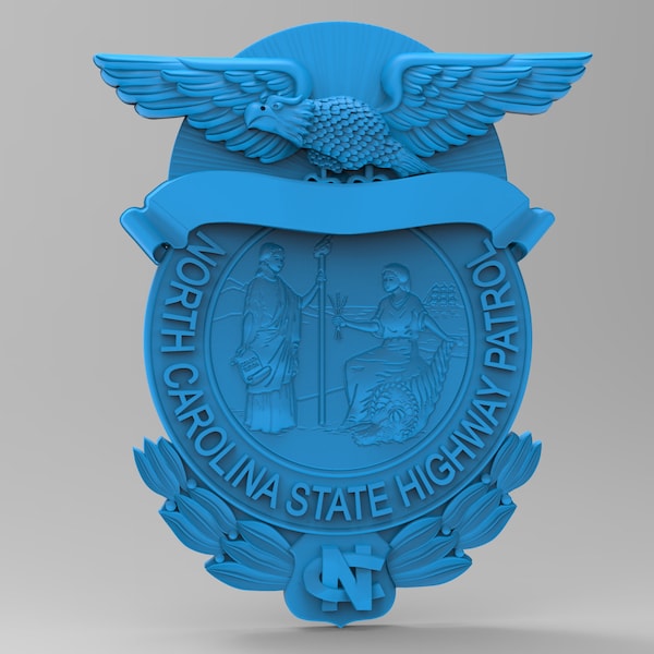 North Carolina State Highway patrol tropper badge 3d for cnc router and 3d printing