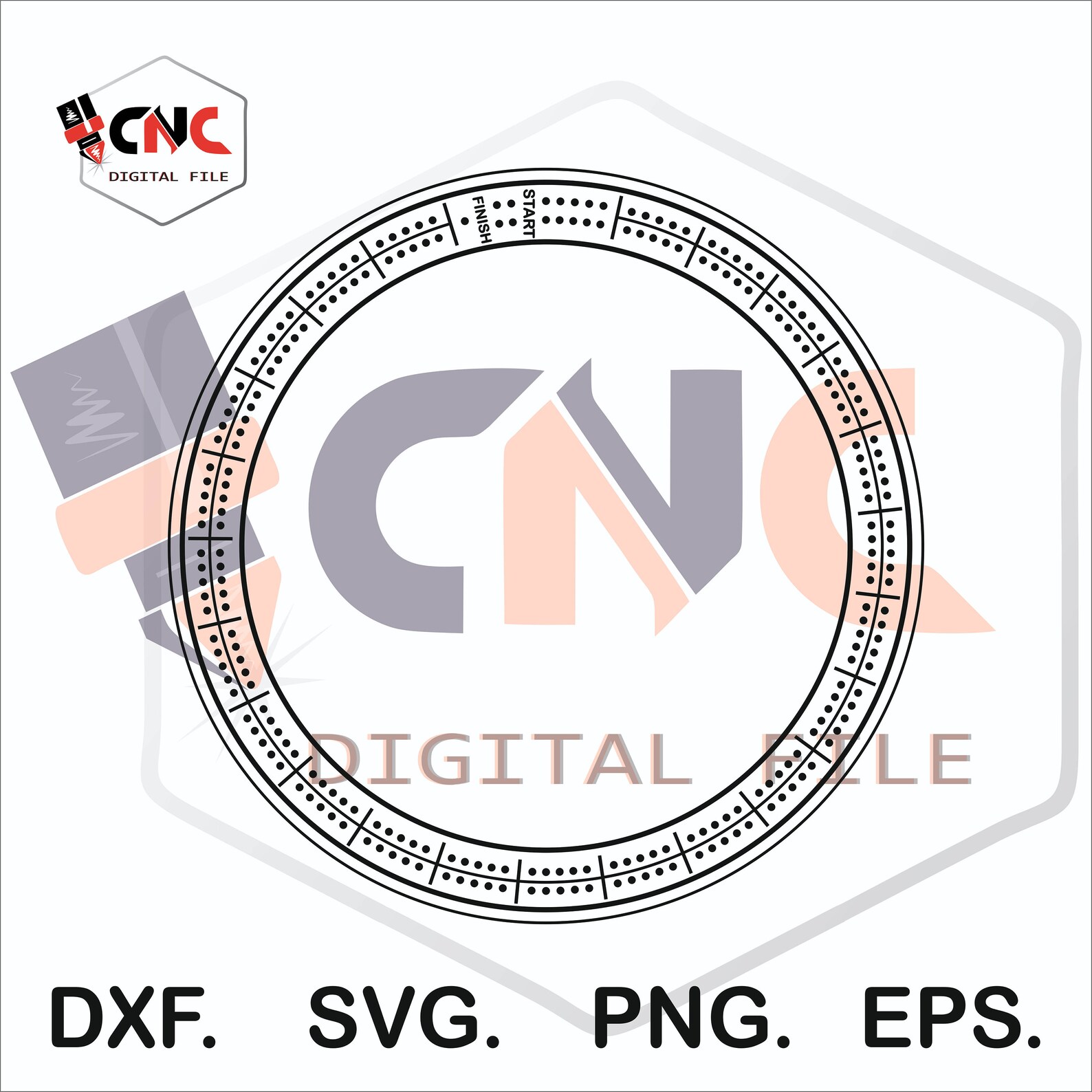 Round Cribbage Board Vector File Svg and Dxf Etsy