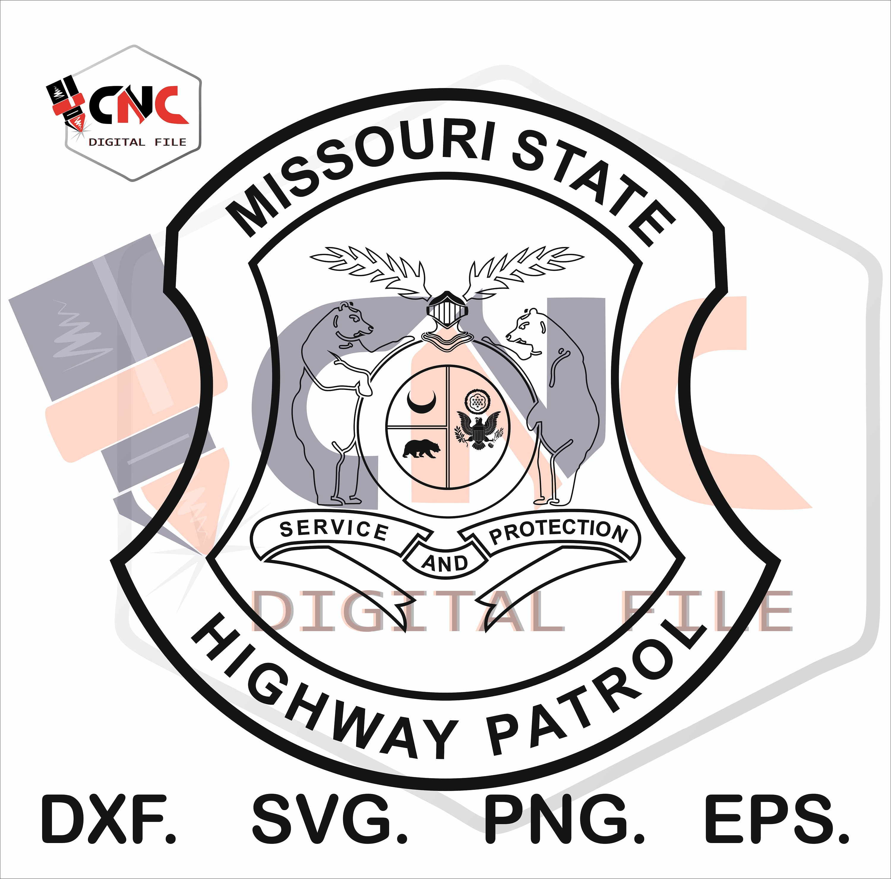 Archivo vectorial SVG y DXF del parche de la Patrulla de Carreteras del  Estado de Missouri - Etsy México, image size:3000x2957
