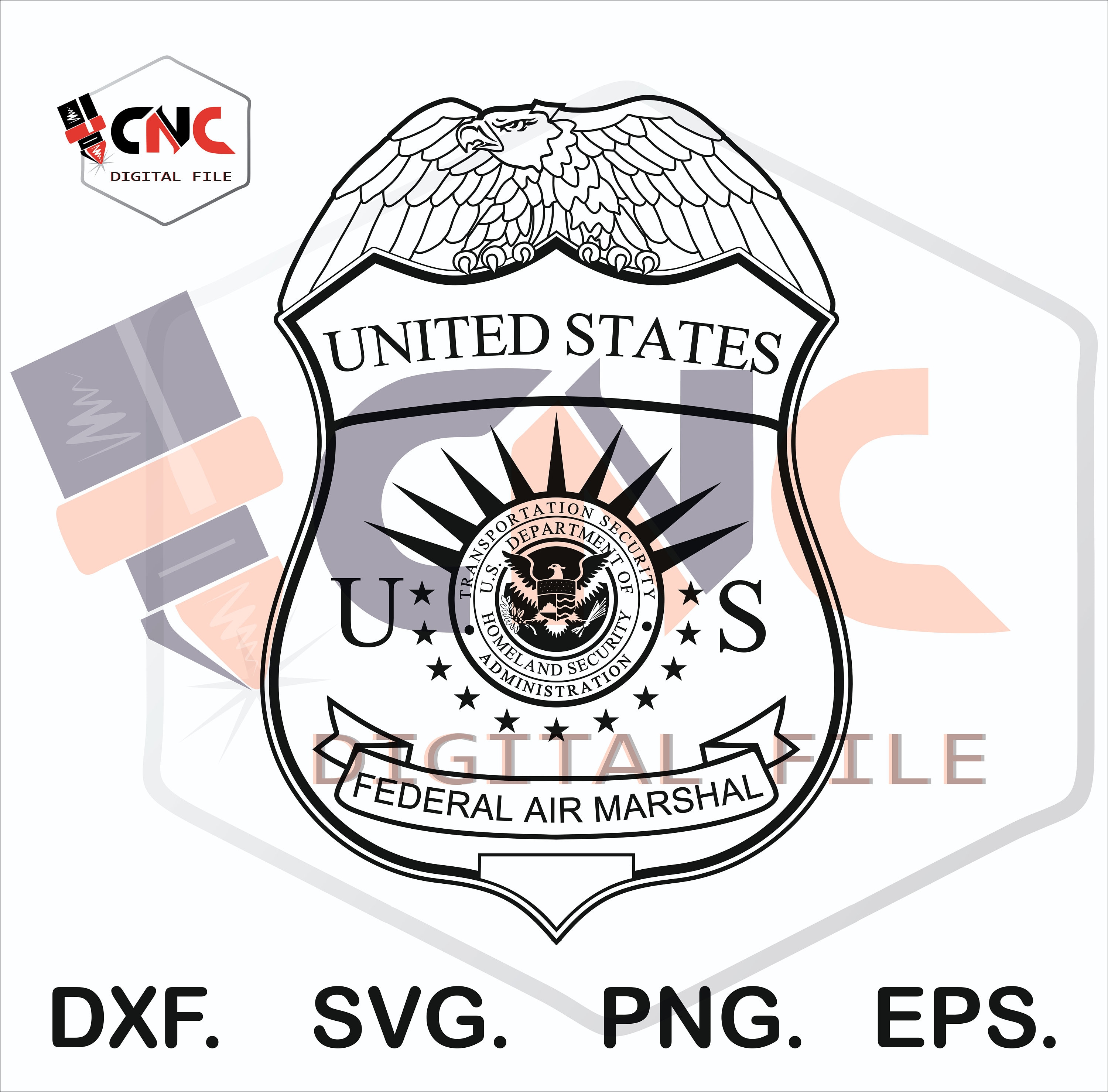 実物 FAAフェデラル エアマーシャル バッジ FAA Federal Air Marshal Vintage Badge SVG Vector Files