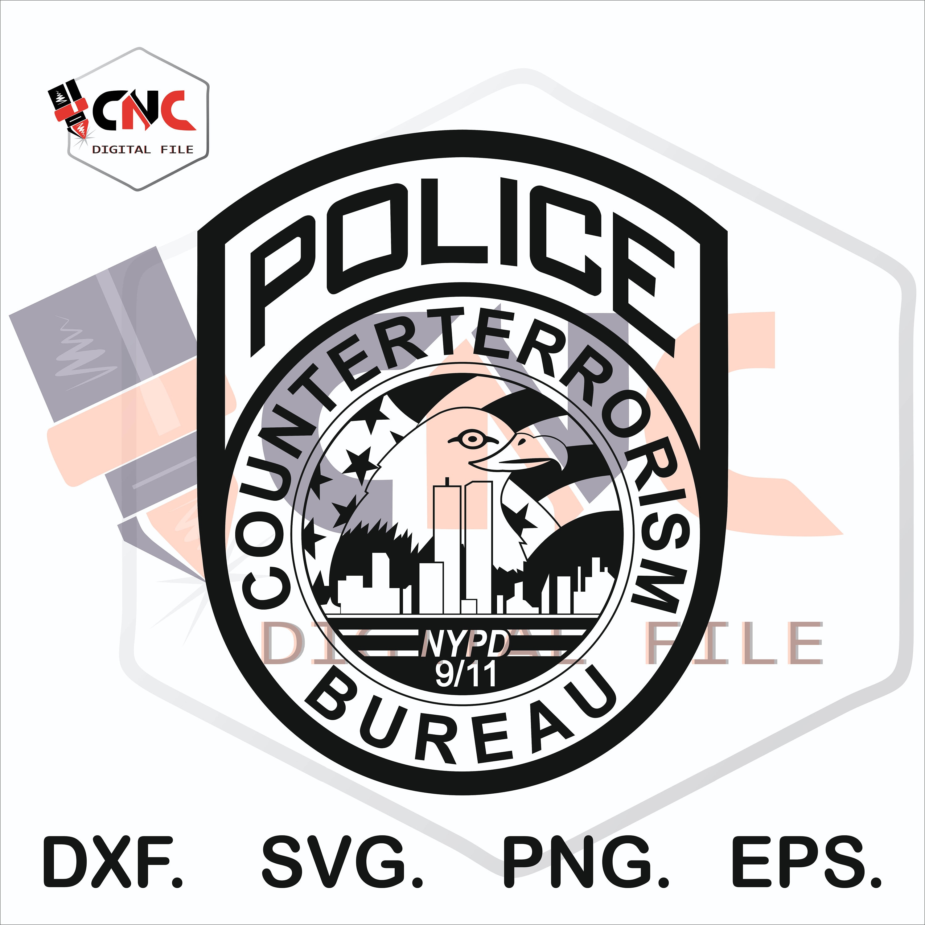 NYPD Counter Terrorism Patch Flag, Rustic Burnt Wood
