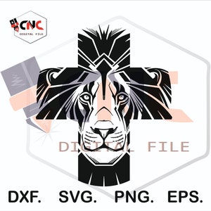 León cruz Jesús religión 2d vector para láser y cnc router circuito