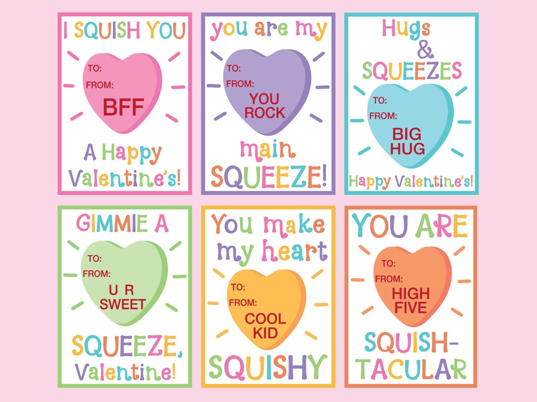 Squishy Toy Valentine's Cards Printables Instant Download Kids ...