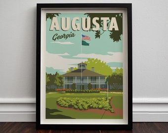 Augusta, Georgia Golf Minimalist Retro Travel Giclee Poster Print