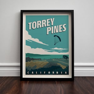 Torrey Pines, California Golf Minimalista Retro Travel Poster Giclee Print (San Diego)