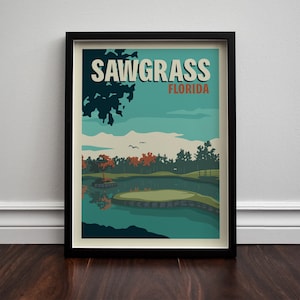 Sawgrass, Florida Golf Minimalist Retro Travel Poster Giclee Print