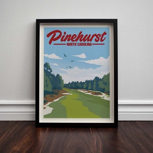 Pinehurst North Carolina Golf Minimalist Retro Travel Giclee Poster Print