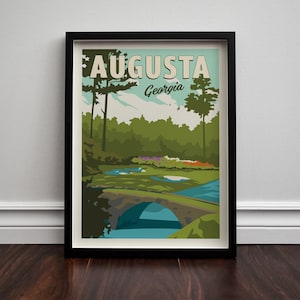 Augusta, Georgia Golf Minimalist Retro Travel Giclee Poster Print