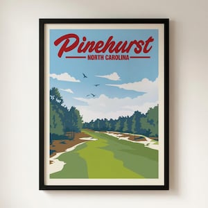 Pinehurst North Carolina Golf Minimalist Retro Travel Giclee Poster Print
