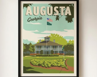 Augusta, Georgia Golf Minimalist Retro Travel Giclee Poster Print