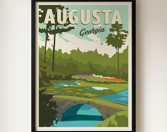 Augusta, Georgia Golf Minimalist Retro Travel Giclee Poster Print
