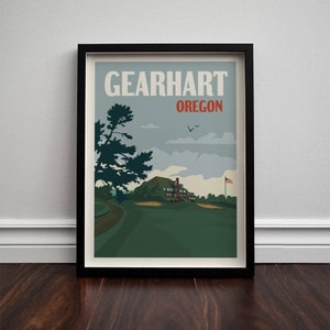 Gearhart, Oregon Golf Minimalistische Retro Reisposter Giclee Print