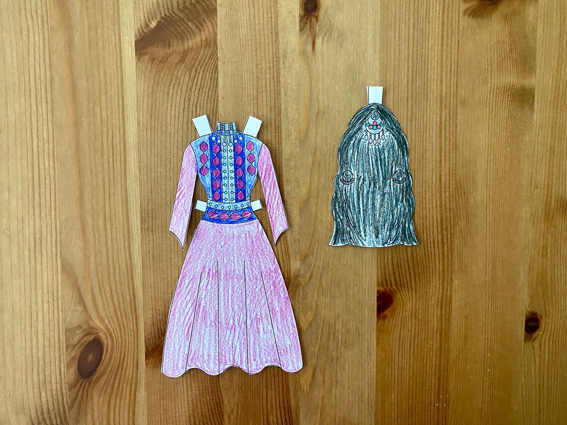 Multicultural Paper Doll Coloring Pages, Printable, Adults and Kids