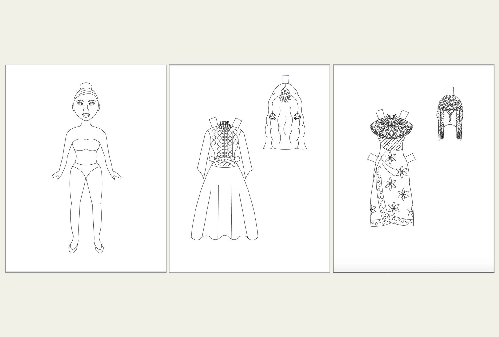 Multicultural Paper Doll Coloring Pages, Printable, Adults and Kids Activity - Etsy