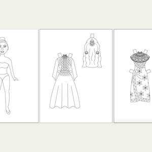 Multicultural Paper Doll Coloring Pages, Printable, Adults and Kids Activity - Etsy