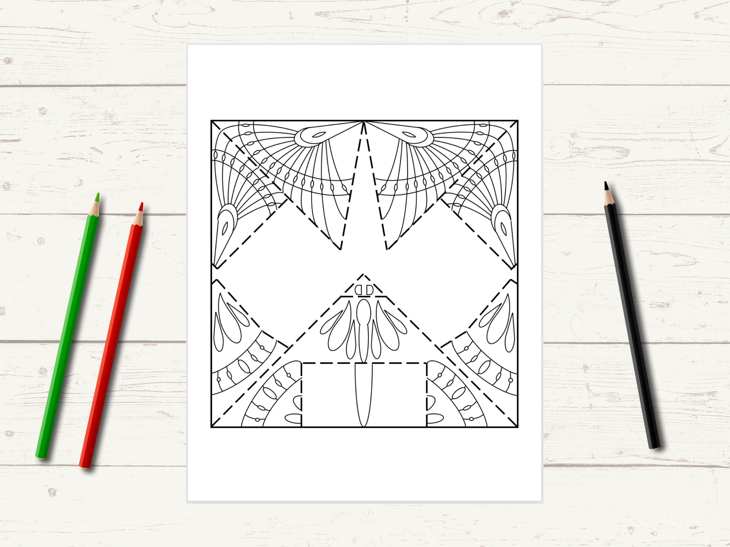 Origami Butterfly Coloring Pages, Set 1, Printable, Paper Crafts, Adult ...
