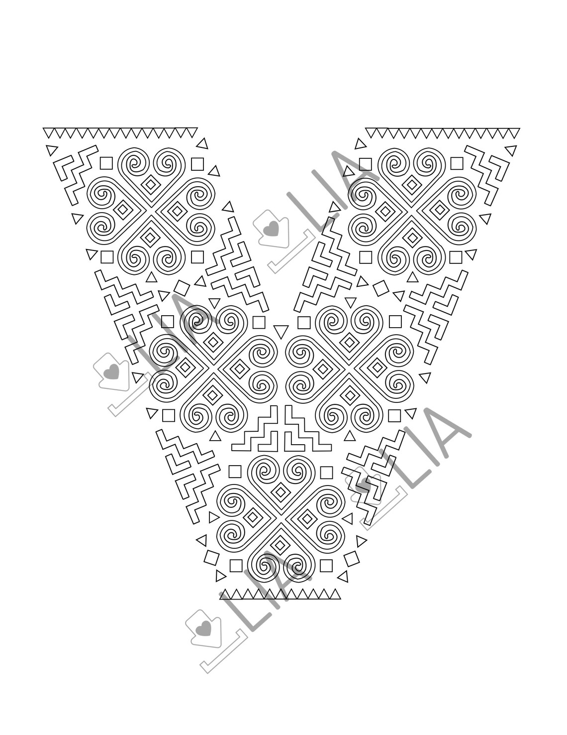 LOVE Letters Coloring Pages With Heart Symbol Printable Etsy