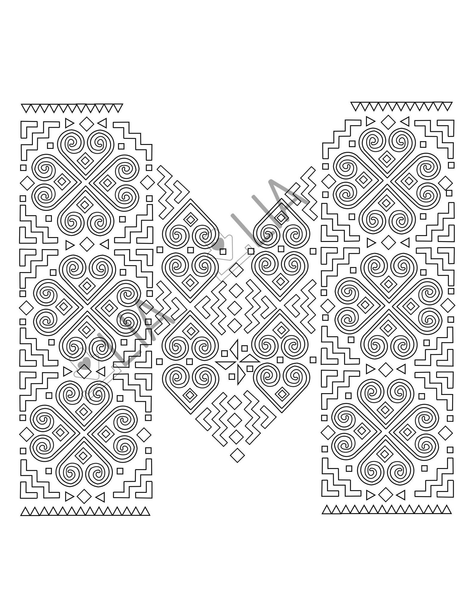 HMONG Letters Coloring Pages Heart Symbol Printable Adult | Etsy