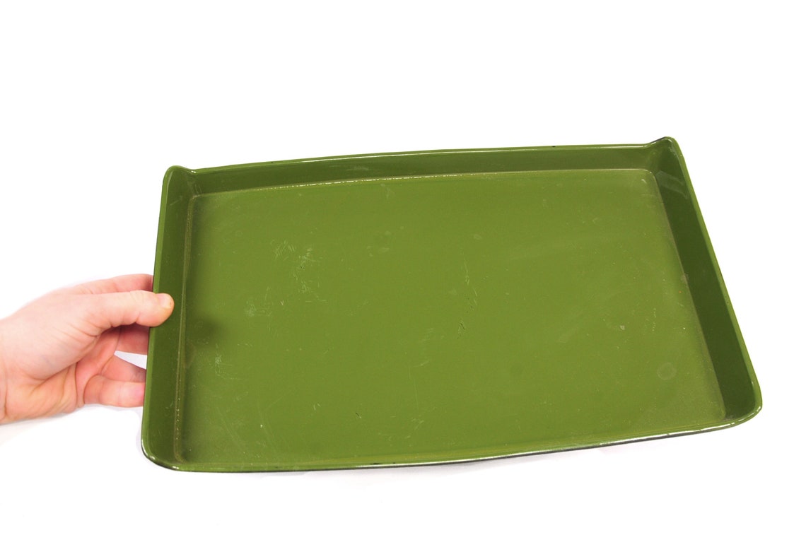Set of 2 Avocado Green Vintage Serving tray Etsy
