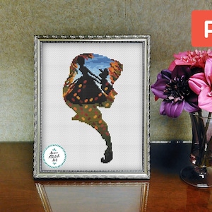Princess cross stitch pattern, princess silhouette, fairy embroidery, nursery decor, hero of fairy tales, cartoon, instant PDF, needlepoint