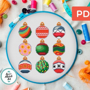 Christmas Balls Cross Stitch Pattern: Festive Holiday Ornaments (PDF Pattern)